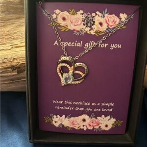 Heart Pendant Necklace with‎ Blue Stone